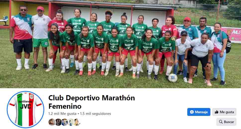 La página de Facebook del equipo de chicas en Club Deportivo Marathón Femenino.