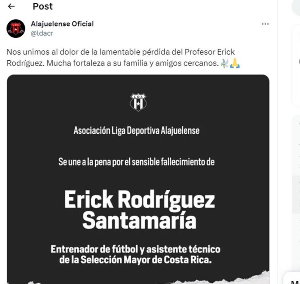 Erick Rodríguez era parte del staff de entrenadores de la FCRF donde dirigió a la selección sub-17 e incluso estuvo con la sub-23 en los Juegos Centroamericanos y del Caribe. Antes de ello, dirigió a clubes como Santos, Jicaral y Liberia.