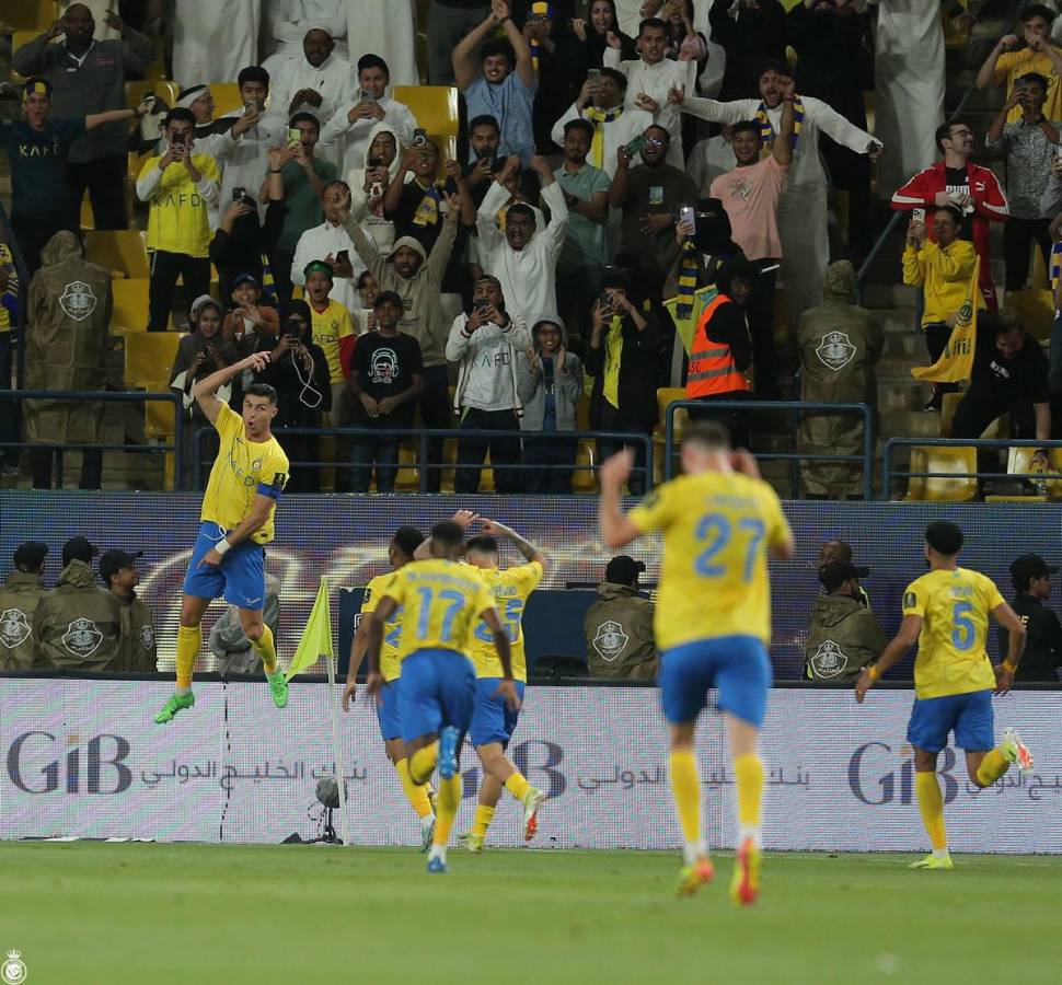 La celebración de Cristiano Ronaldo tras uno de sus goles.