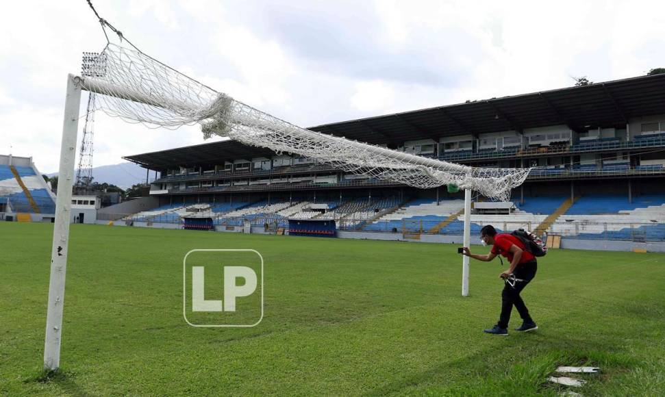 Así luce la grama del estadio Morazán previo a la Gran Final del Torneo Apertura 2021.