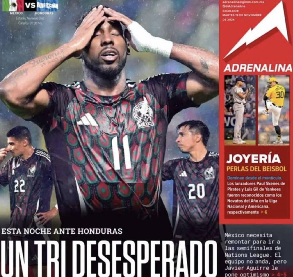 ”Un Tri desesperado”, señalan en su portada Adrenalina de México. 
