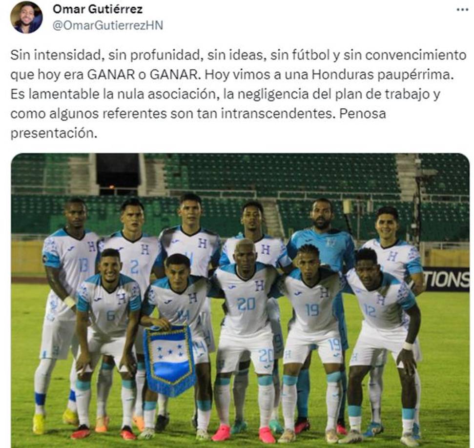 El periodista Omar Gutiérrez lanzó contundente opinión sobre la selección hondureña. 