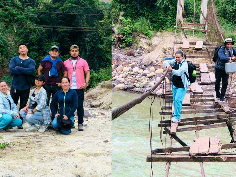 La doctora Belkis Karina Aguilar Ramos captó el peligroso momento que le tocó pasar junto con sus compañeros de trabajo para poder llevar las vacunas a comunidades remotas en Intibucá.