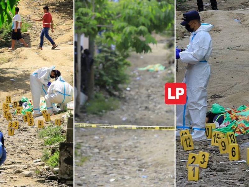 La violencia sigue cobrando vidas en Honduras. Este domingo, en horas de la madrugada, se registró una nueva masacre en la zona norte del país, la cual dejó cinco hombres muertos. Fotografía. La Prensa / Melvin Cubas.