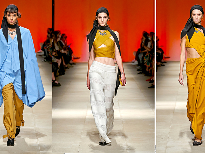 Los modelos de Salvatore Ferragamo se reflejaban desde varios ángulos, mostrando la sensualidad que existe en el vestir del día a día.