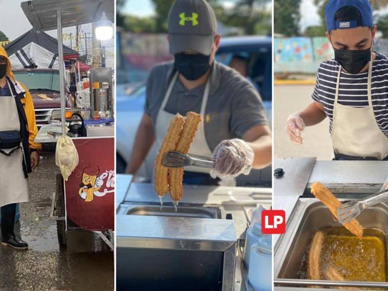 Henry Padilla en su negocio de churros.