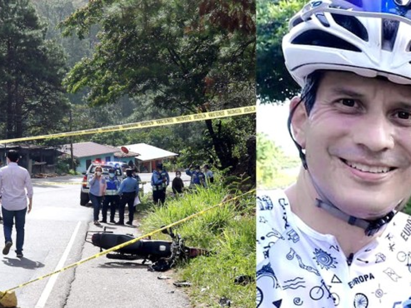 El cuerpo del abogado Armando José Aguilar Arias quedó tirado en la orilla de la carretera. Al igual que la moto del conductor.