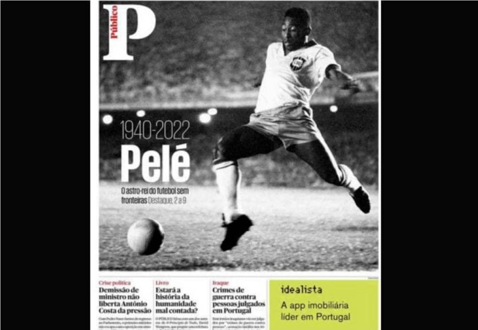Portada del diario Público (Portugal) - “La estrella rey del fútbol sin fronteras”.