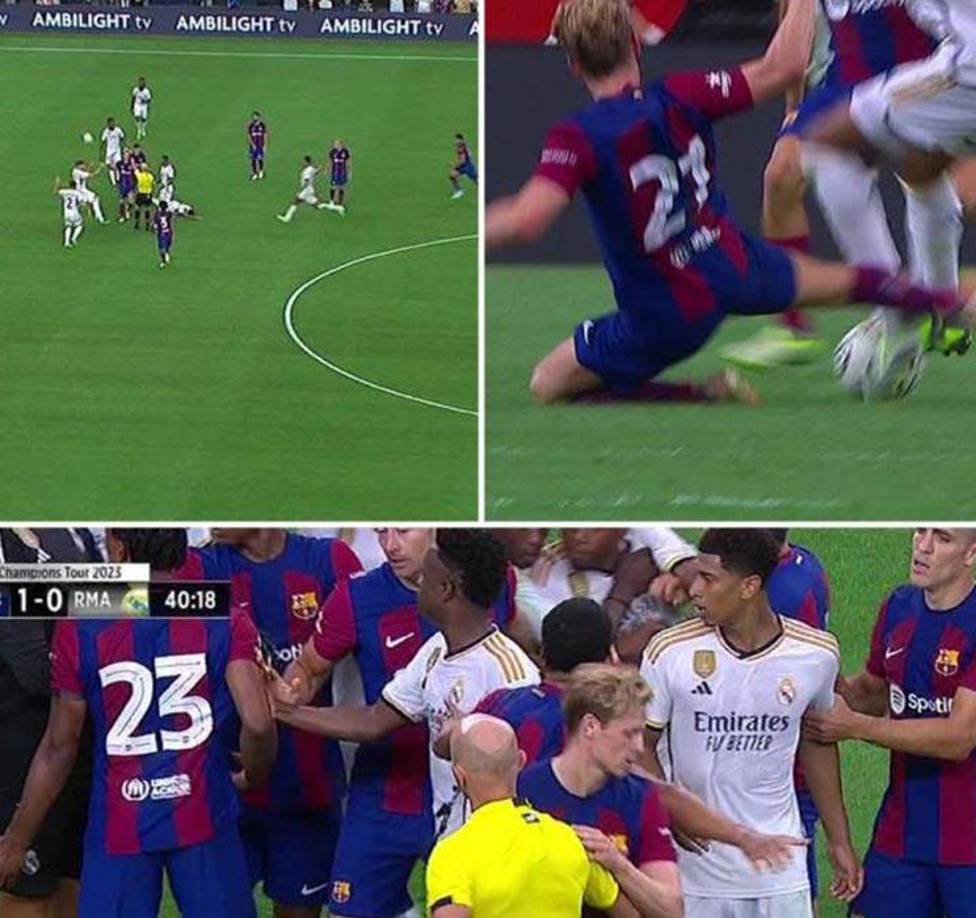 Frenkie de Jong cometió una falta y se amó una batalla campal.