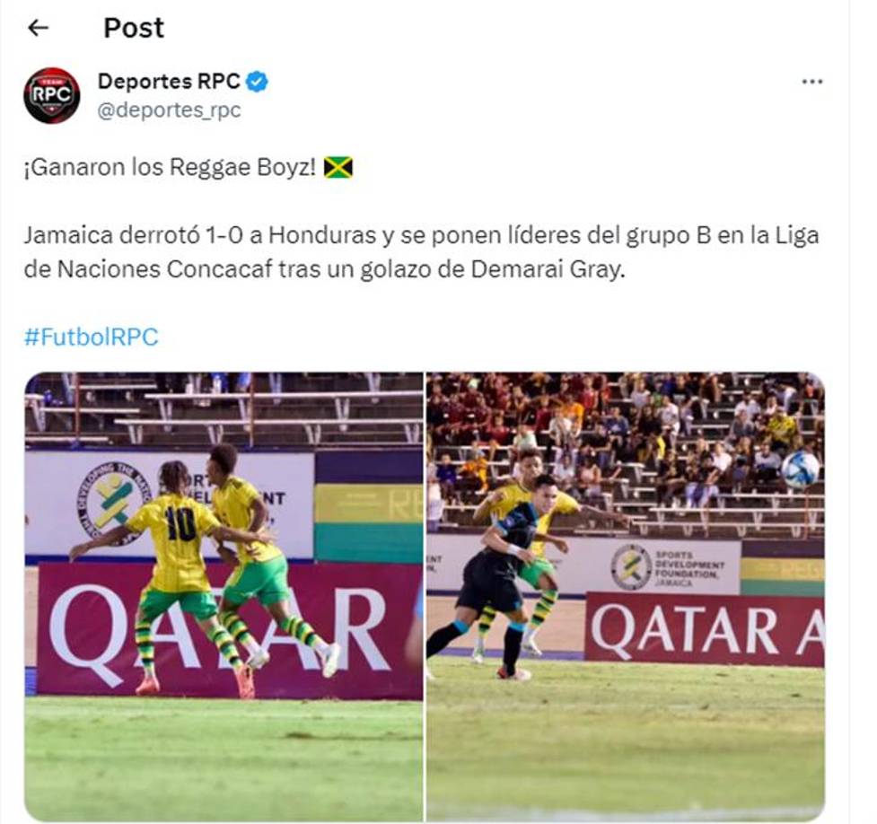 Deportes PCR de Panamá dejó esta publicación sobre el Jamaica vs Honduras.