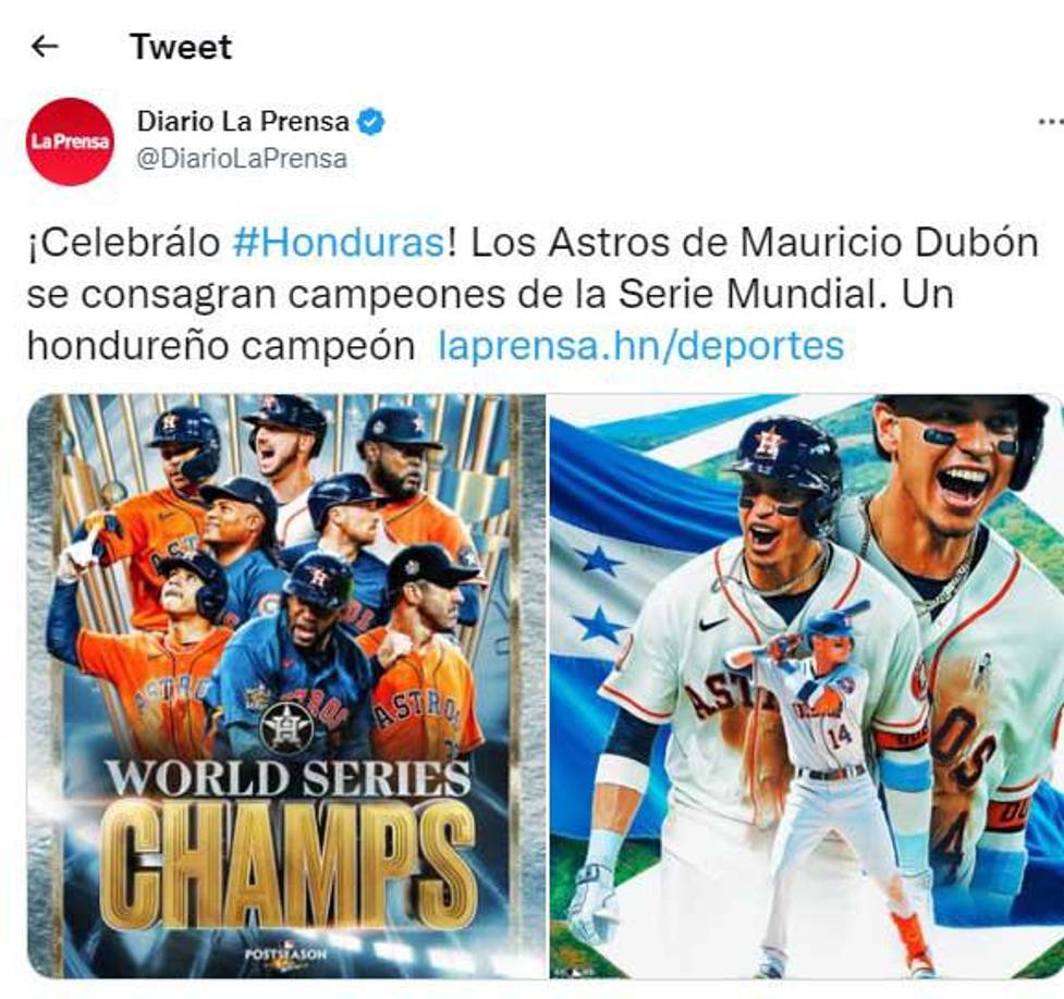 En Diario LA PRENSA compartimos este mensaje tras la conquista de Mauricio Dubón.