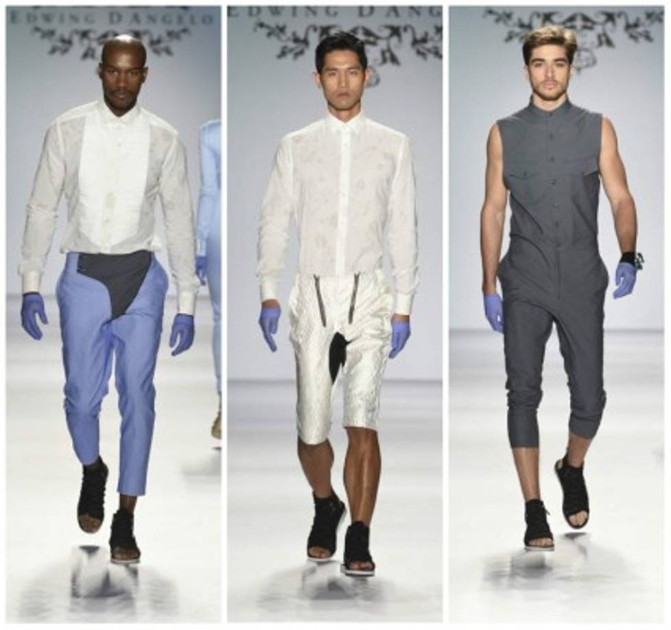 Edwing D’Angelo. Este diseñador afrodescendiente presentó una colección de tonos propios del mar y prendas para los climas cálidos.