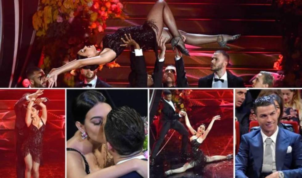 Georgina Rodríguez sorprendió a todos con sus increíbles dotes en la pista a la hora de hacer un baile de tango ante el público en la 70 edición del festival de música de San Remo en Italia y con Cristiano Ronaldo presente en primera fila.