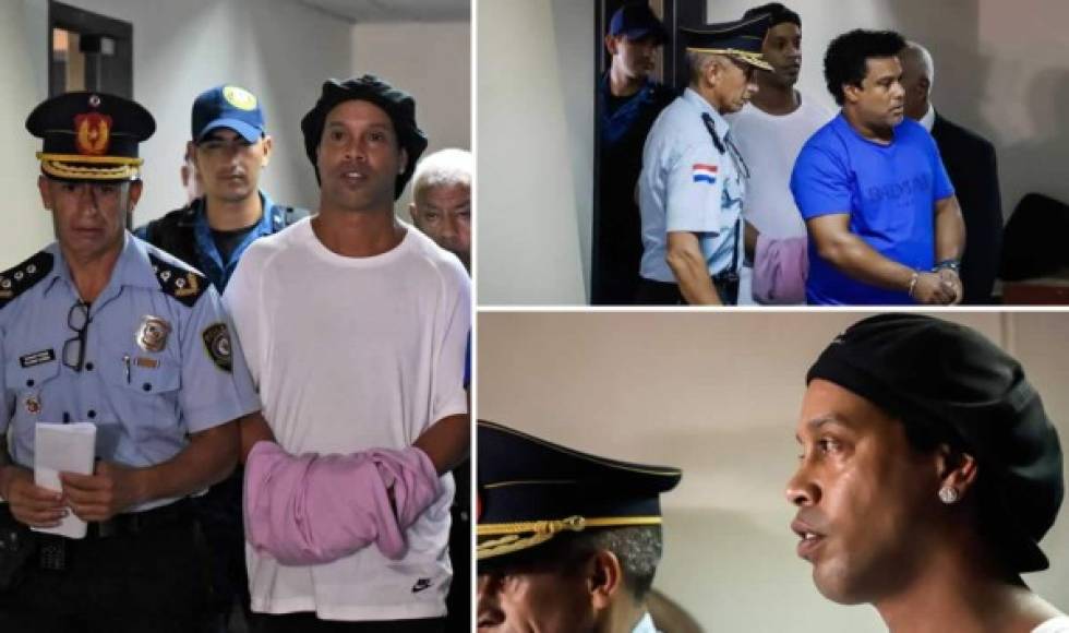 Ronaldinho Gáucho y su hermano Roberto fueron trasladados este sábado a una cárcel de Asunción tras la orden de prisión preventiva firmada por una jueza en el Palacio de Justicia. Fotos EFE/AFP