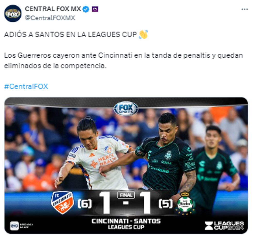 “Adiós al Santos en la Leagues Cup”, Central Fox.