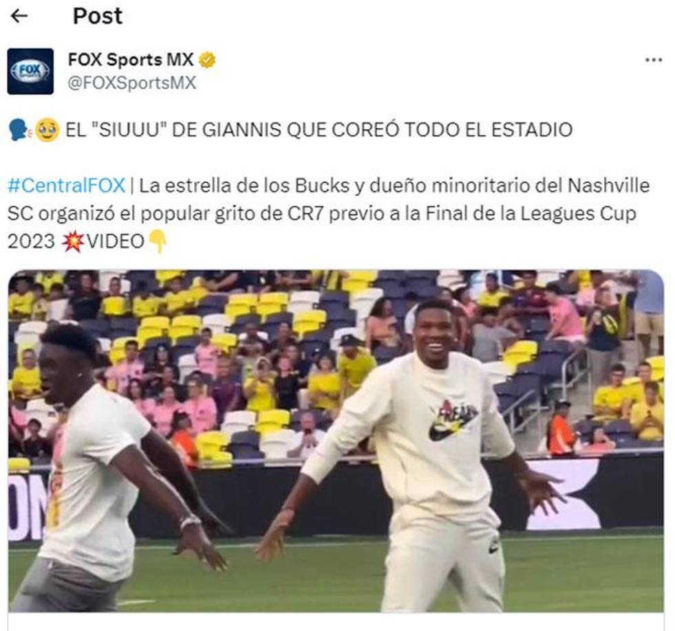  <b>Giannis Antetokounmpo</b> sorprendió al emular el festejo de CR7 mientras Messi realizaba los ejercicios de calentamiento. 