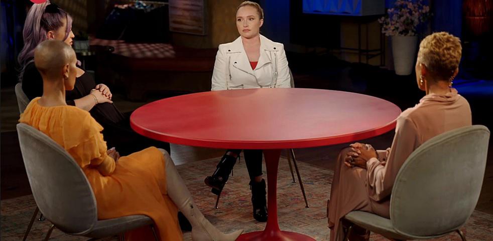 Hayden Panettiere con las presentadoras de “Red Talk”, Kelly Osbourne, Jada Pinkett Smith y Adrienne Banfield Norris.