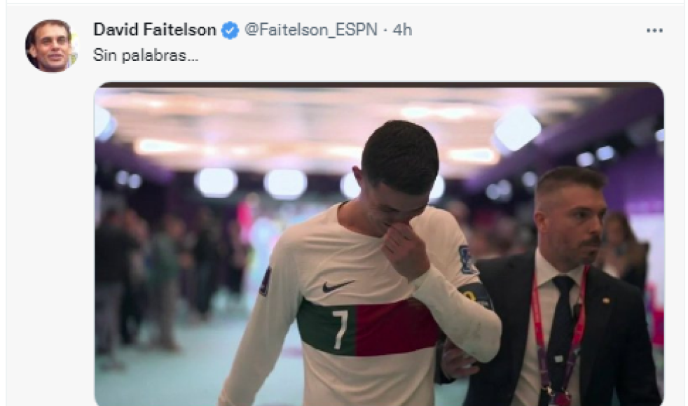 Faitelson por su parte, expresó que se encontraba sin palabras ante la eliminación de Portugal del Mundial.