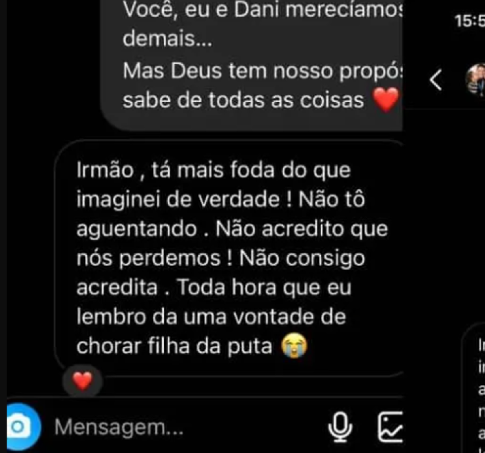 Thiago Silva: “Hermano, está más jodido de lo que imagine la verdad. No lo soporto. No puedo creer que perdimos. No puedo creerlo. Cada vez que lo recuerdo me dan unas ganas hijas de p... de llorar. Pero voy a estar bien”.