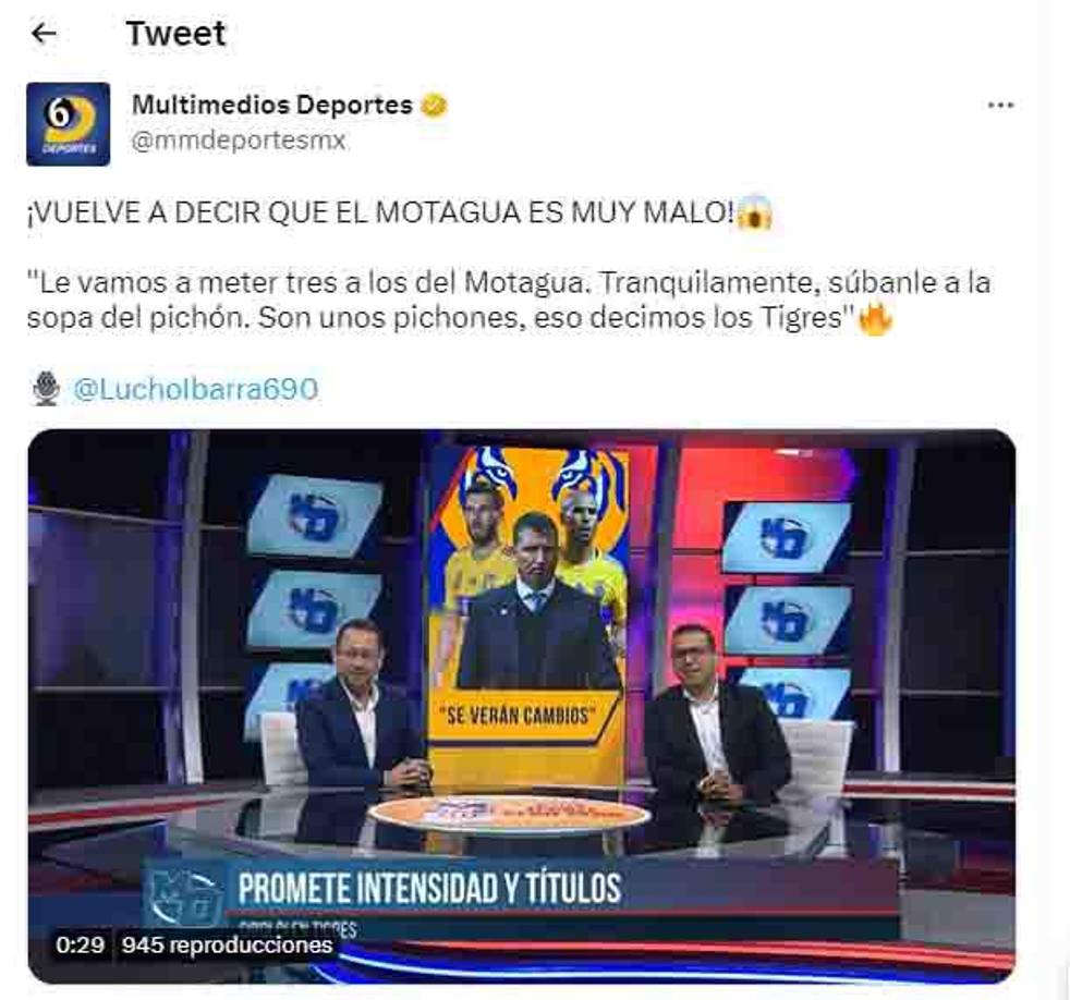El comentarista mexicano Luis Fernando Ibarra generó revuelo al ver de menos al equipo hondureño: “Vuelvo a decir que el Motagua es muy malo. Le vamos a meter tres a los del Motagua”, fueron algunas de sus palabras.