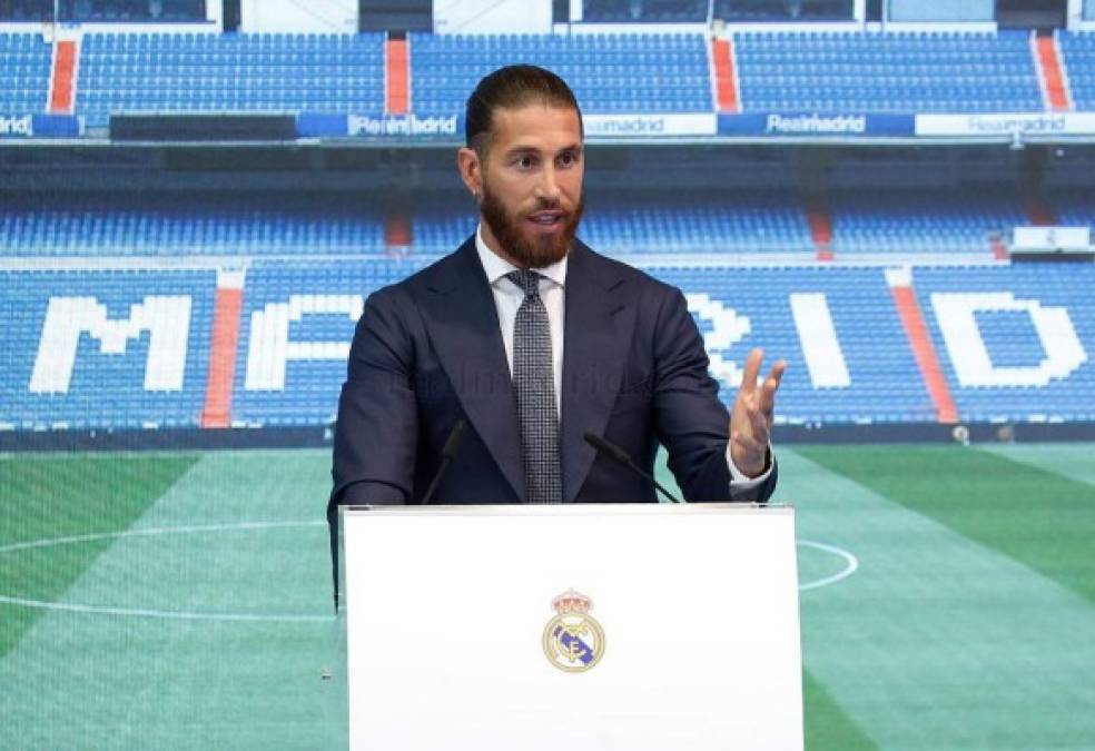 Sergio Ramos, durante su discurso en el acto de despedida del Real Madrid.