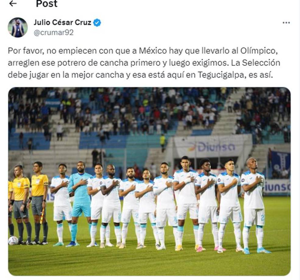 El periodista hondureño Julio Cruz señaló que el juego ante México debe de realizarse en Tegucigalpa.