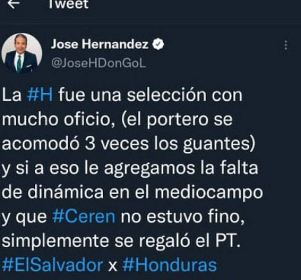José Hernández: Experimentado periodista salvadoreño señaló que Honduras fue un equipo con mucho oficio.
