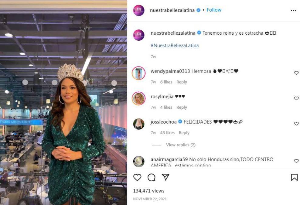 Sirey Moran se convirtió el pasado mes de noviembre en la primera hondureña en ganar el concurso “Nuestra Belleza Latina”, de Univisión. Tras su triunfo en el reality show, la catracha pasa a ser uno de los nuevos talentos de la famosa cadena televisiva.