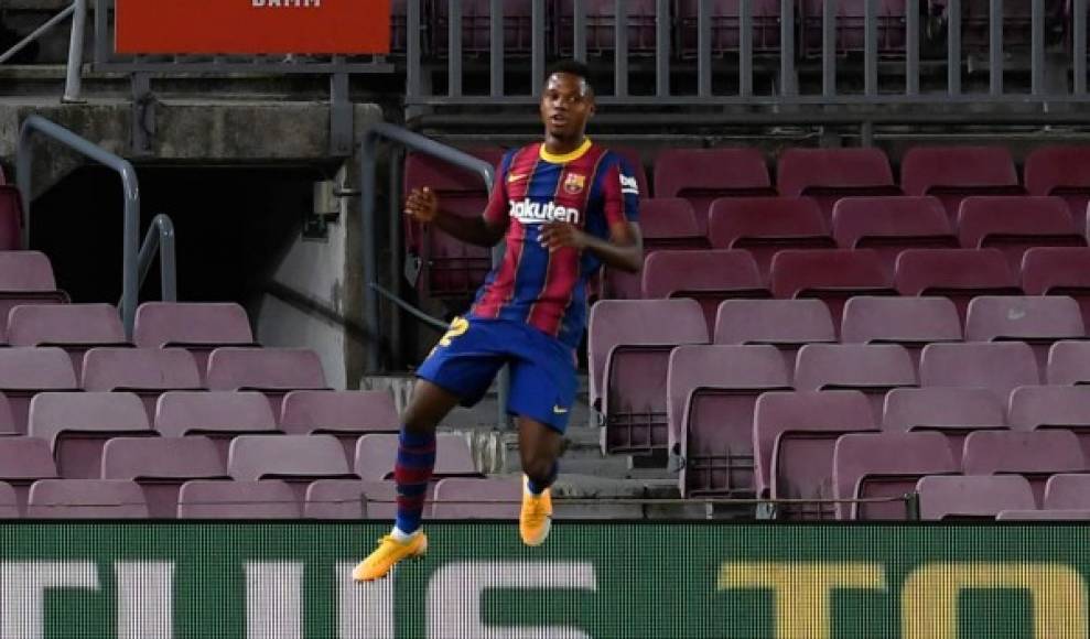 Así festejó Ansu Fati su segundo gol en el Camp Nou.