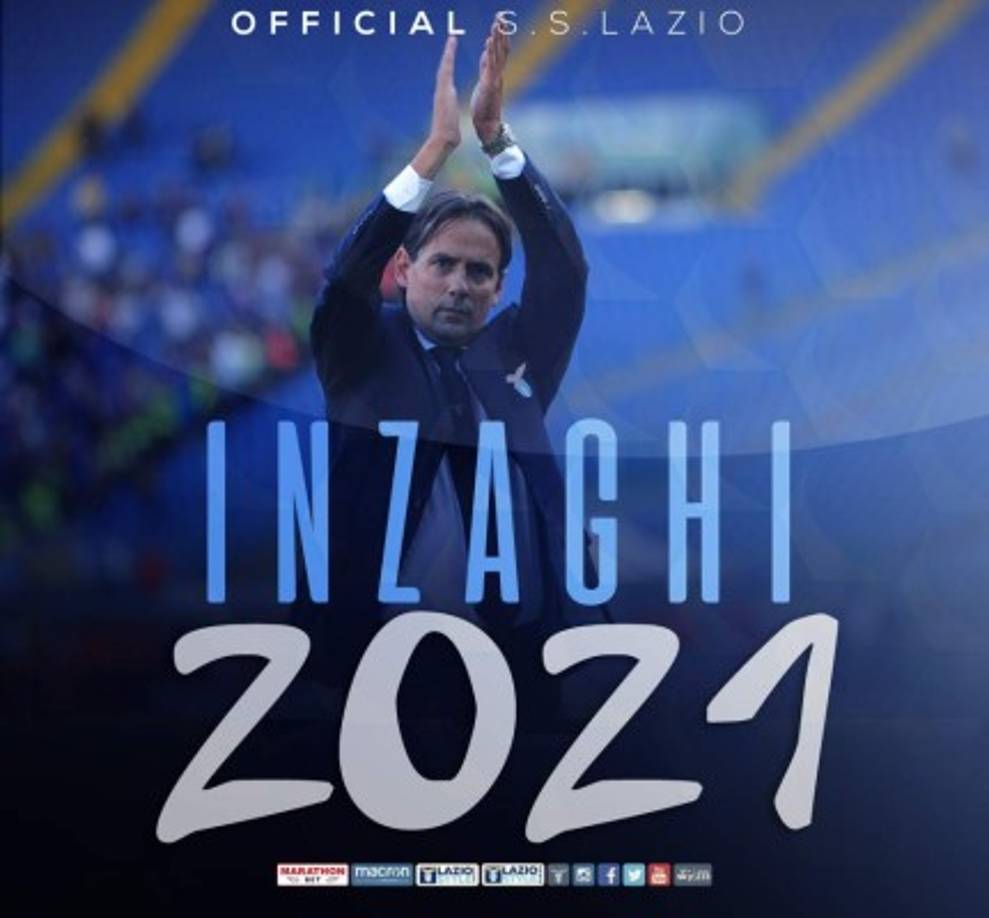 La Lazio anunció la renovación de su entrenador, Simone Inzaghi, hasta 2021, poniendo fin a los rumores que le vinculaban con un posible fichaje por el Milan.