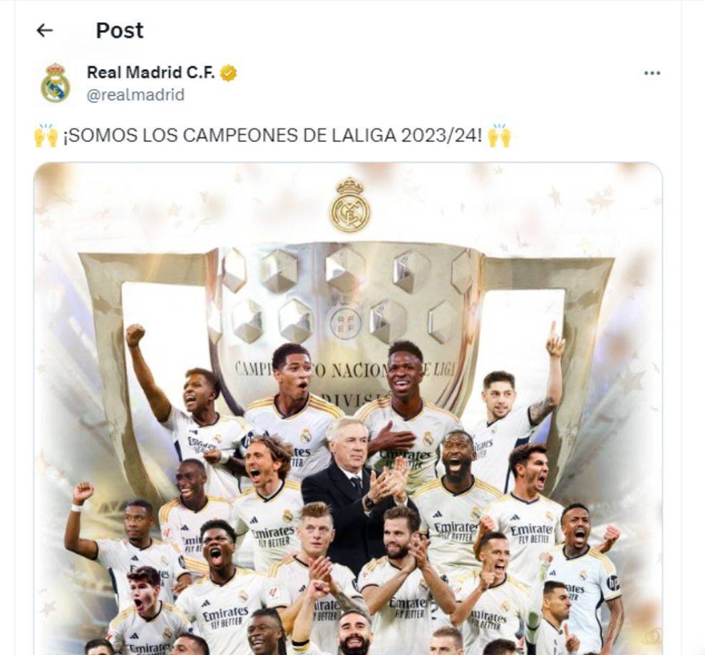 Real Madrid y sus jugadores reaccionaron emocionados en sus redes sociales tras confirmarse que son los campeones de la Liga de España.