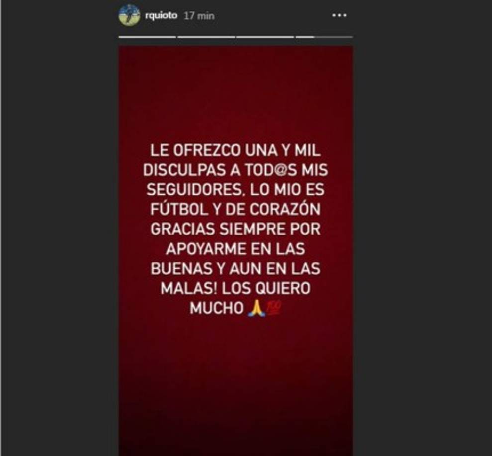 Por último, Quioto pidió disculpas a sus seguidores tras la pelea que protagonizó.