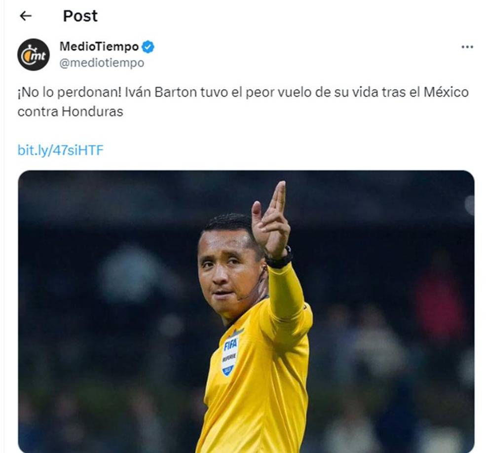 ”No lo perdonan. Iván Barton tuvo el peor vuelo de su vida “, indica Medio Tiempo. 