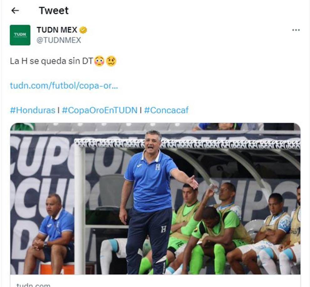 TUDN de México: “La H se queda sin DT”. 