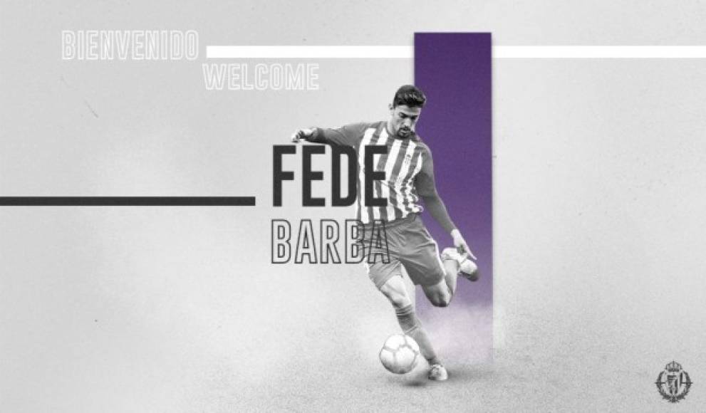El Valladolid, que preside Ronaldo Nazario, anunció el fichaje del defensa italiano Fede Barba, cedido por el Chievo Verona, que hace dos temporadas jugó en el Sporting. Tiene 25 años.