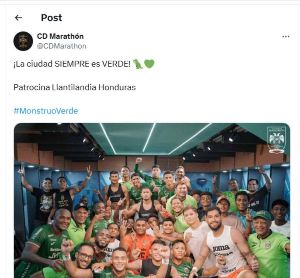 ”La ciudad siempre es verde”, fue el peculiar mensaje del Marathón en sus redes sociales tras la goleada que le propinaron al Real España.