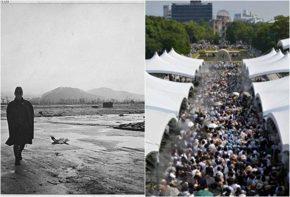 El 90% de la ciudad quedó destruida. Se estima que 140.000 de sus 350.000 habitantes murieron, incluyendo los que sucumbieron a la fuerte exposición a la radiación hasta finales de 1945.