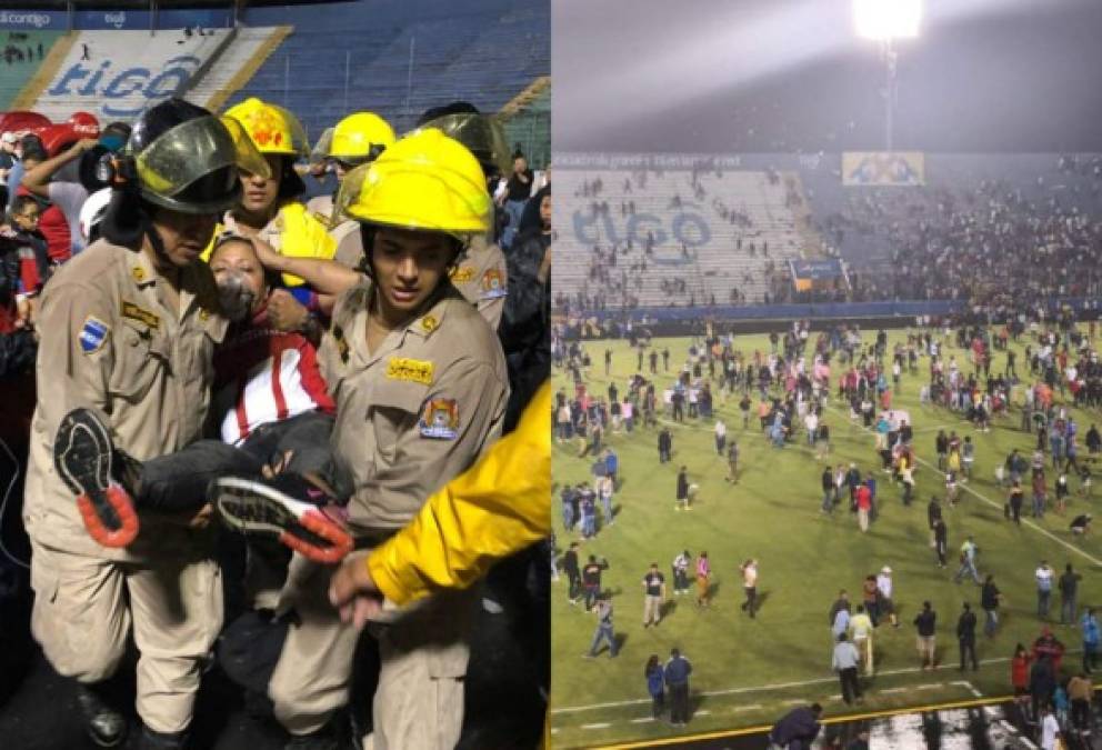 El clásico entre Olimpia vs Motagua no se jugó luego de terribles actos de violencia en la previa del partido. Mira las imágenes del caos que se vivió tanto dentro y fuera del estadio Nacional de Tegucigalpa. Fotos Ronald Aceituno.