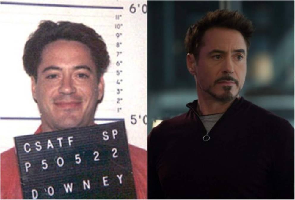 El actor mejor pagado de Hollywood, Robert Downey Jr. fue apresado por tenencia de armas, de drogas, por conducir desnudo, por consumir drogas en lugares públicos y por violar la libertad condicional, pasó 16 meses en la cárcel.