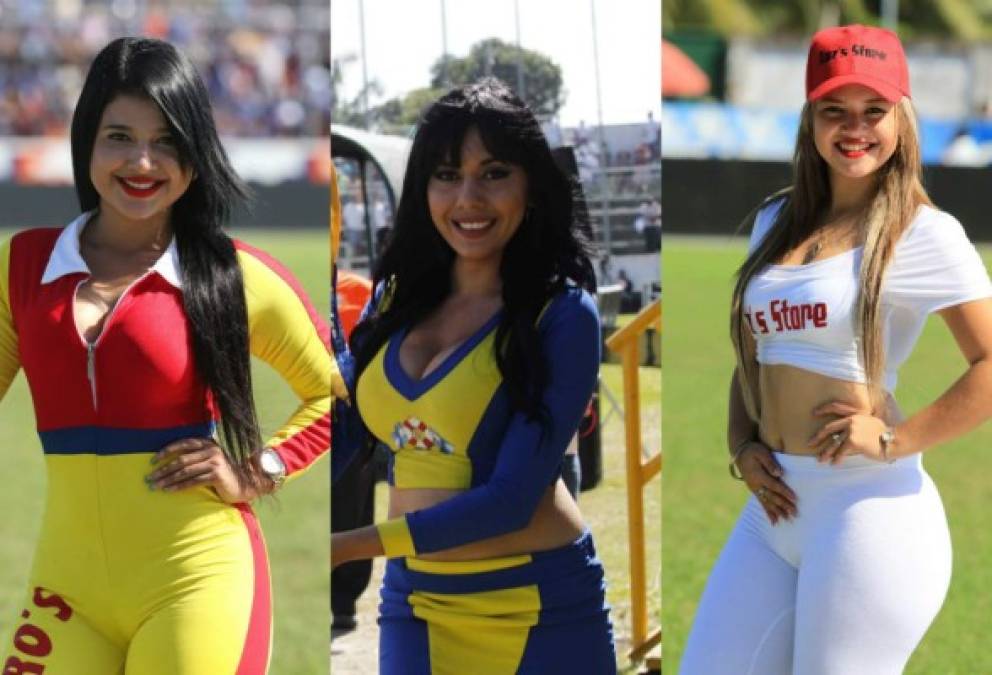 Las hermosas chicas se han hecho presentes a la final del fútbol hondureño que disputan Platense y Motagua. La belleza de la mujer catracha no falta en esta cita.