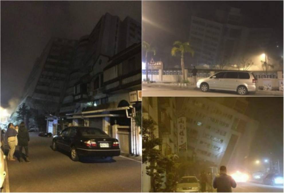 Un hotel se derrumbó este martes en el este de Taiwán luego que la isla fuera sacudida por un sismo de magnitud 6,4, informaron las autoridades, y medios de prensa locales indicaron que una treintena de personas estarían atrapadas por el derrumbe. Fotos: Twitter Sonia Su.