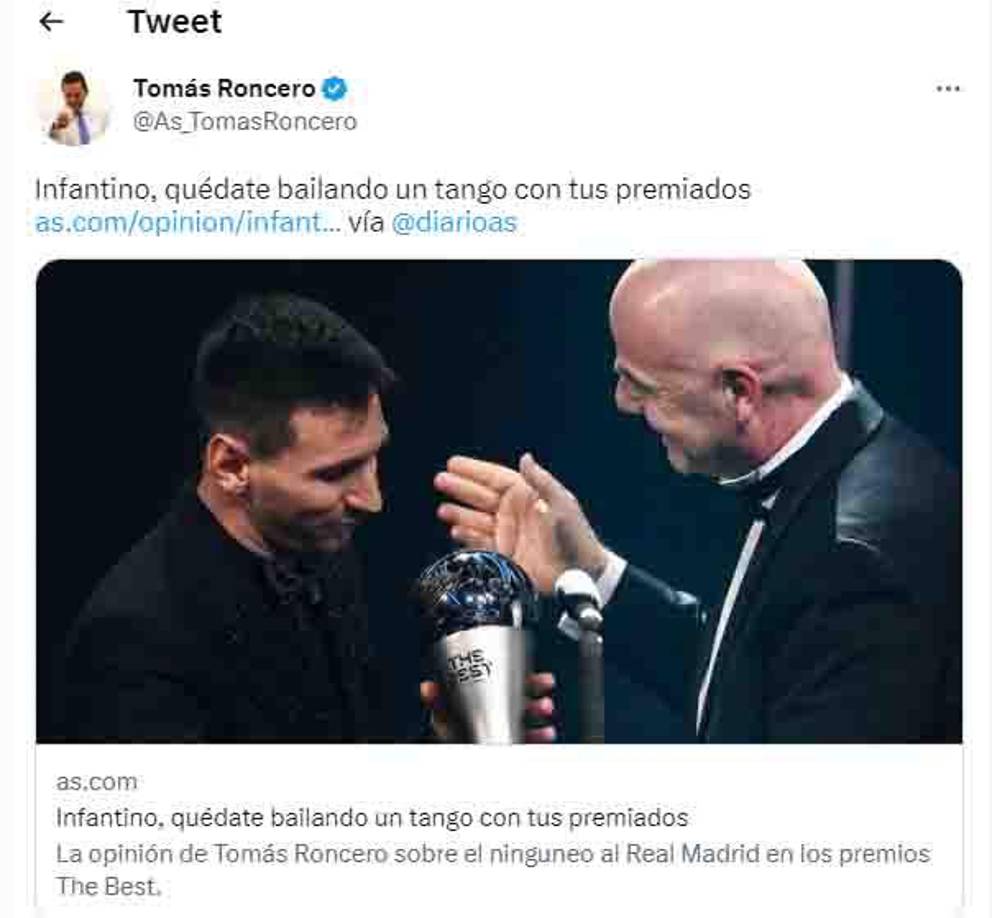 Tomás Roncero de Diario AS expresó su inconformidad. 