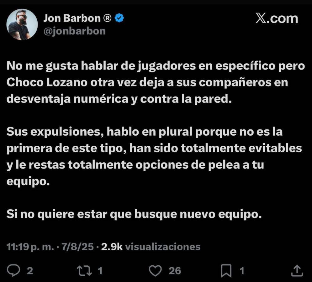 Choco Lozano provoca enfado tras expulsión en Santos y esto dicen en México