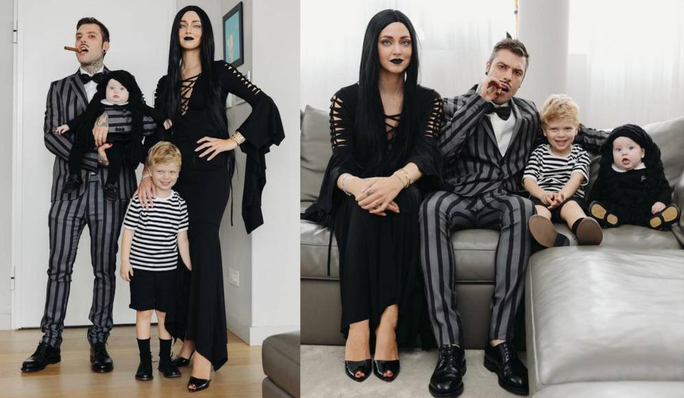 Chiara Ferragni junto a su esposo e hijos representaron a La familia Addams.