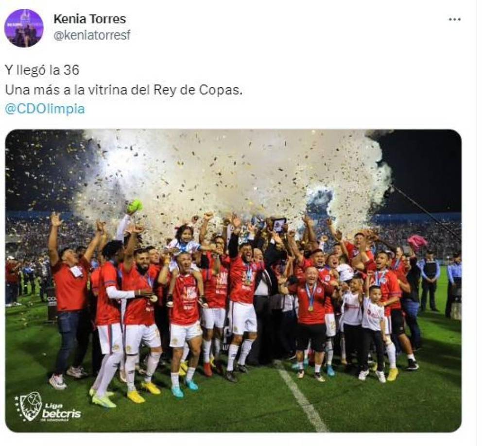 La periodista Kenia Torres: “Y llegó la 36. Una más a la vitrina del Rey de Copas.”