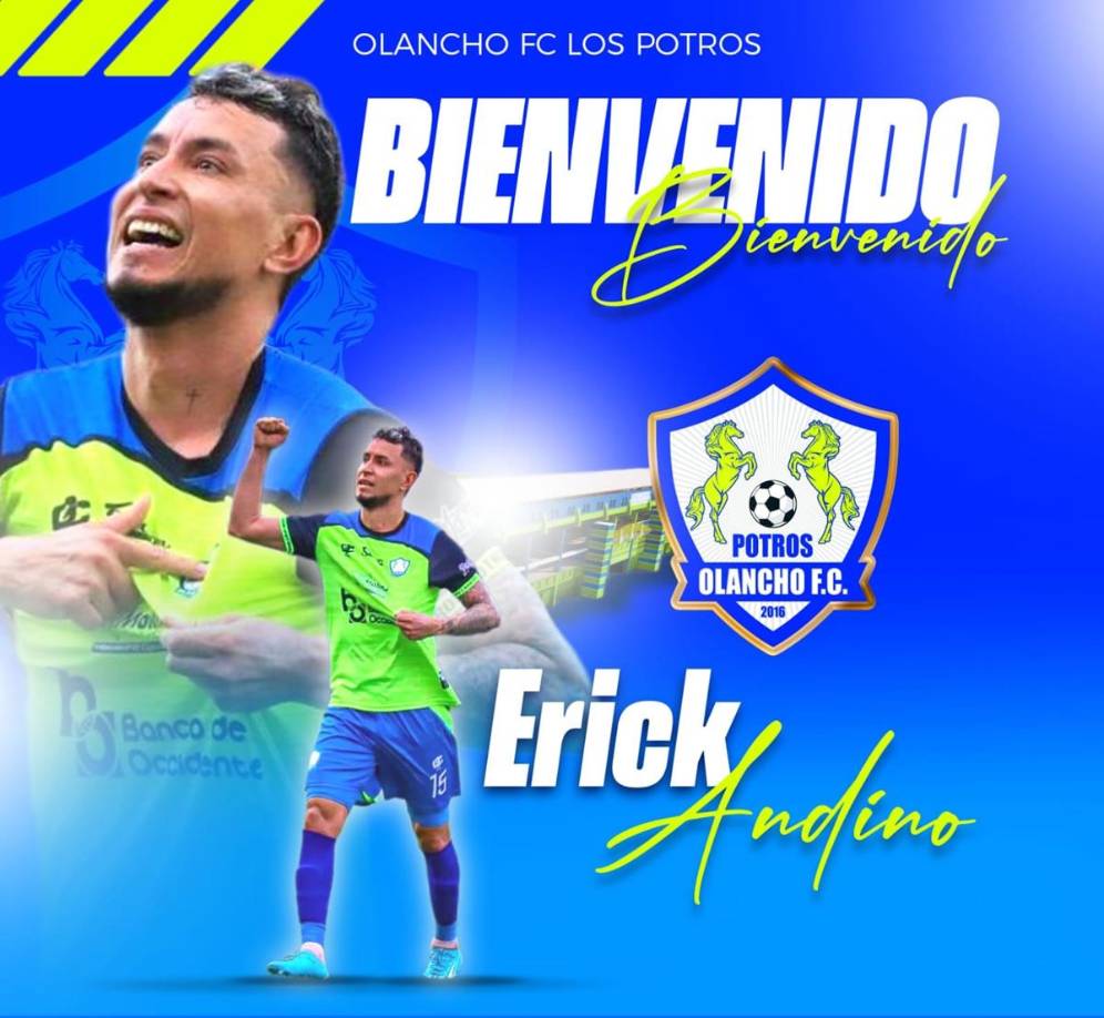 El Olancho FC también confirmó el regreso del delantero hondureño Erick Andino después de un año de su salida. Jugó el último torneo con los lobos de la UPNFM.