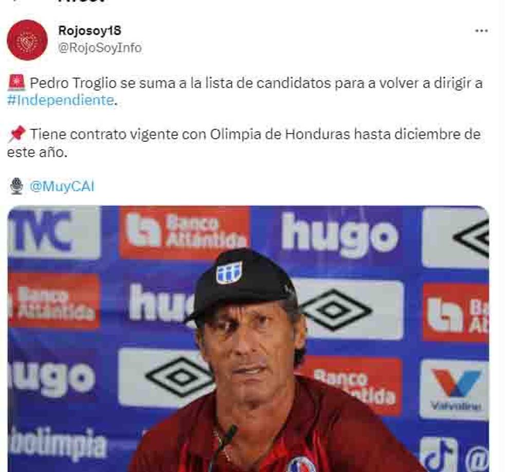 Las redes sociales han estallado tras el rumor que Pedro Troglio podría llegar a dirigir al Independiente.
