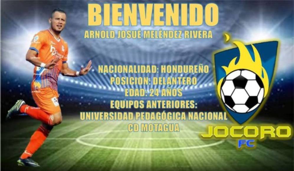 Arnold Meléndez: El delantero se convierte en nuevo legionario hondureño al ser fichado por el Jocoro FC de la primera división de El Salvador. Llega procedente de la UPN.