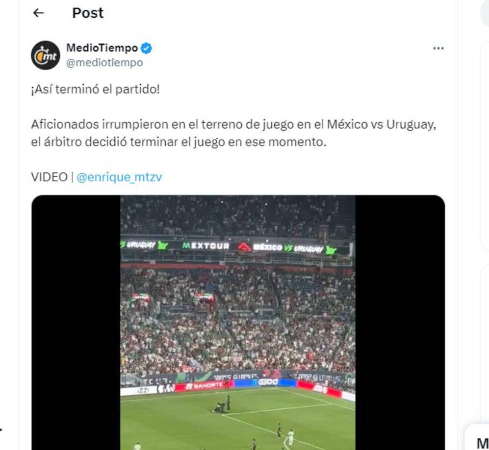 El partido fue suspendido antes del minuto 90 por invasión de aficionados mexicanos. 