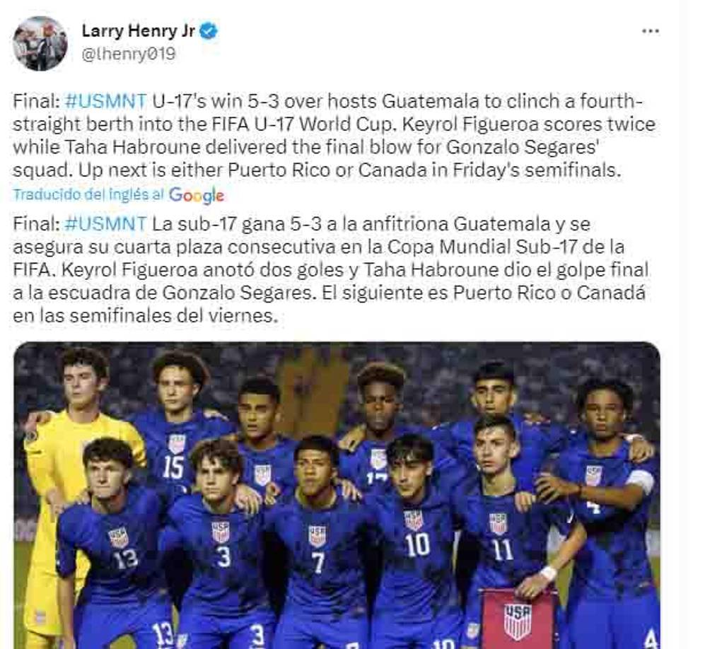 Periodistas de EUA destacaron la clasificación al Mundial Sub-17.